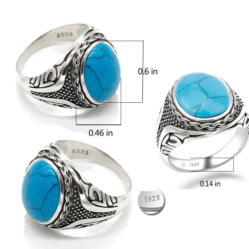 Turkos Sten Ring i 925 Sterling Silver