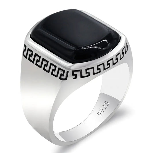 Svart Agat Aqeeq Ring i 925 Sterling Silver